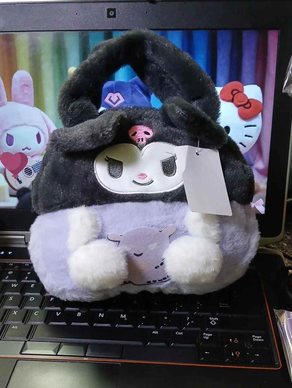 Kuromi Plush Handbag in Black and Lavender S/M